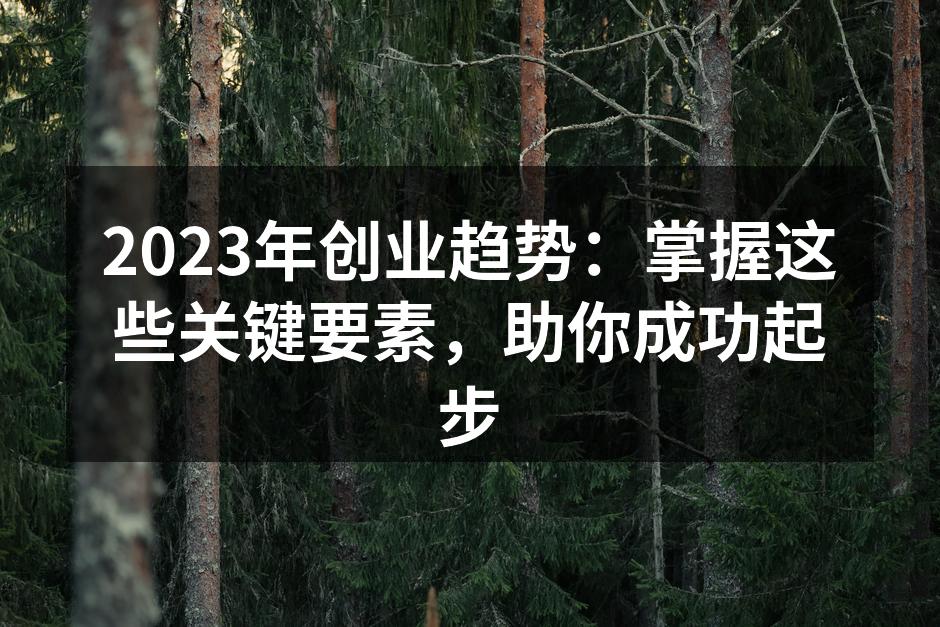 2023年创业趋势：掌握这些关键要素，助你成功起步
